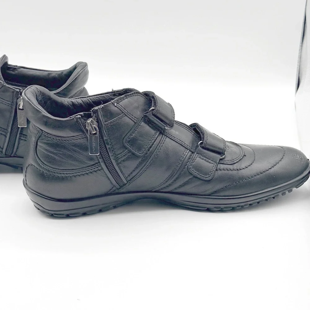 Baldinini Italy Black Leather High Top Sneakers Mens EU 42/8.5 Adjustable Luxury